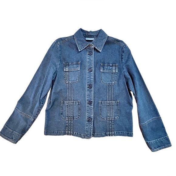 Valerie Stevens Jackets & Blazers - Valerie Stevens Jean Jacket Blue Denim Women’s Button Front Flap Pockets Size XL
